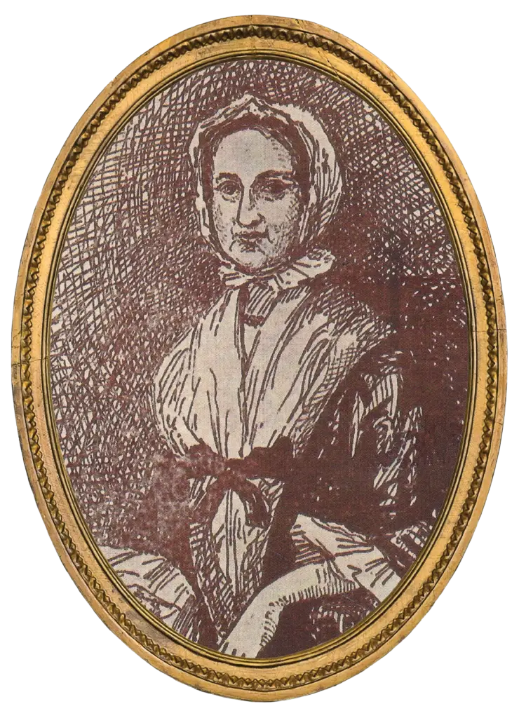 Sarah Livingston, aka Lady Stirling etching in oval picture frame